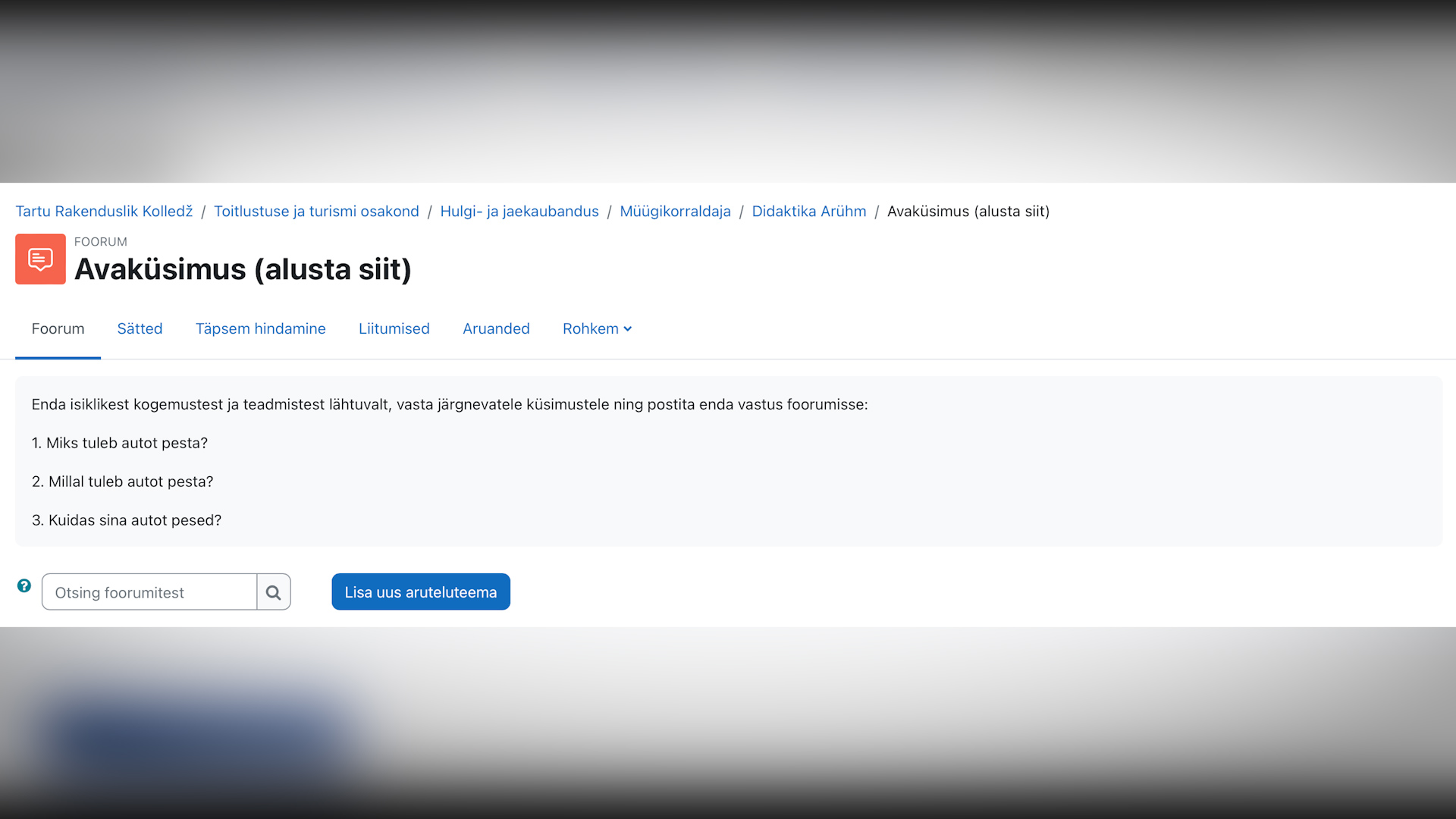 Seejärel küsisime õpilastelt kolm avaküsimust varem õpitu meeldetuletamiseks ning õppimisele suunamiseks.